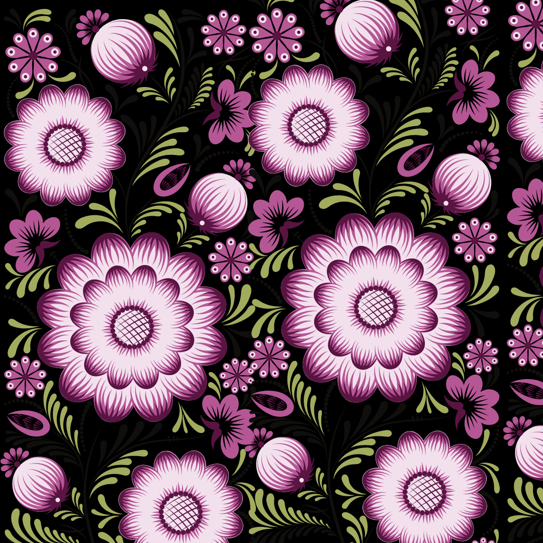 Black and Purple Flowers Paddle Skin